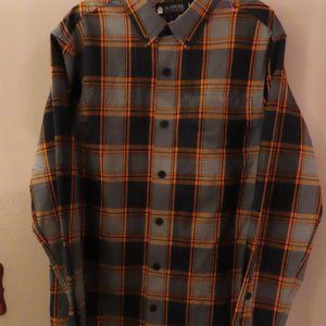 Alaskan Hardgear Men's Long Sleeve shirt; Plaid; Blk/Gry/Orange; Size M
